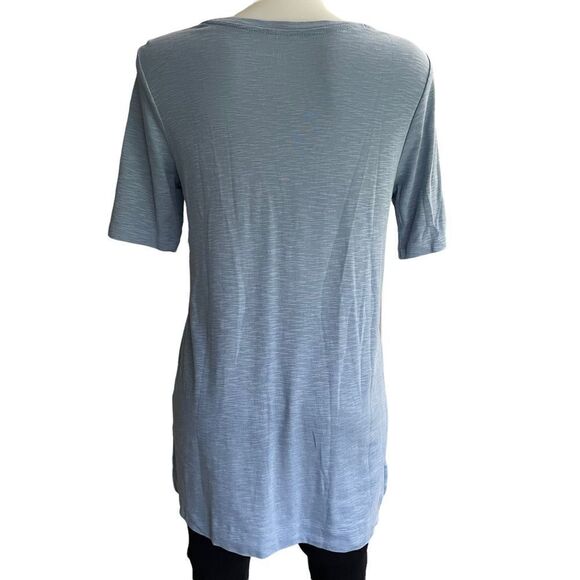 J.JILL PIMA COTTON SLUB TUNIC TOP ROBIN’s Egg Blue round neck short sleeve sz S - Picture 4 of 9